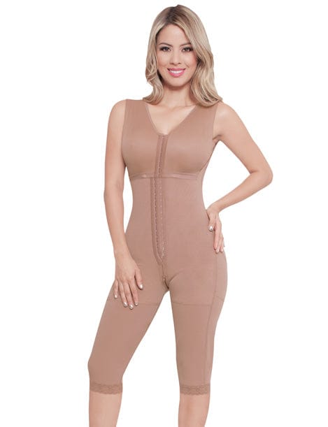 full body colombian shapewear with bra and center hooks short to the knee